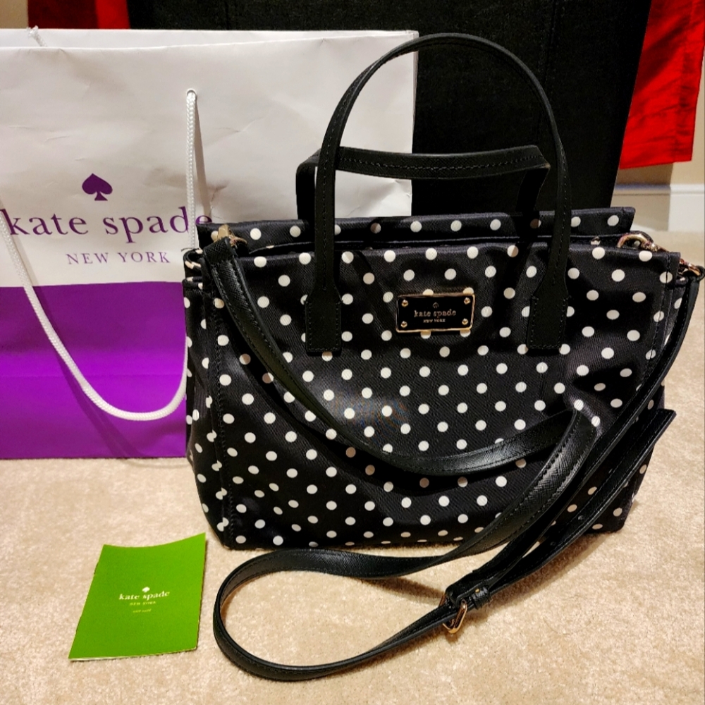 Kate Spade Loden Blake Avenue Black and White Polka Dot Purse